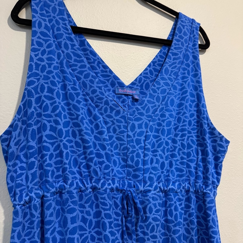 Fresh Produce Blue Patterned Floral Stretch Sleeveless Dress Beach XL - Picture 3 of 7